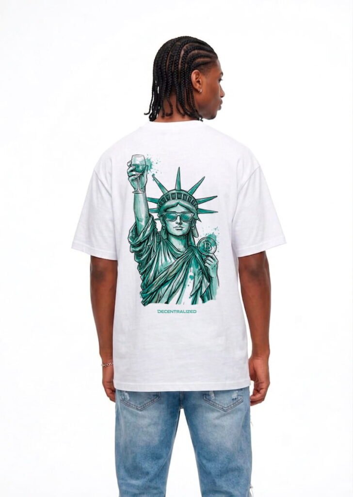 Chico con una camiseta de bitcoin de new york