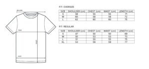 guía de tallas de la camiseta bitcoin