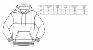 Guía con las medidas de cada talla de la sudadera bitcoin